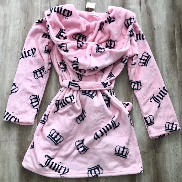 Juicy Couture, Womens, Plush, Shawl, Collar Robe, Pink, Crown Logo, Size S, NEW - Picture 8 of 13